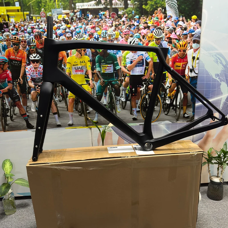 

NO LOGO Matte gravel Gravel carbon fiber bicycle road frame off-road melon bike frame with handlebar seat tube