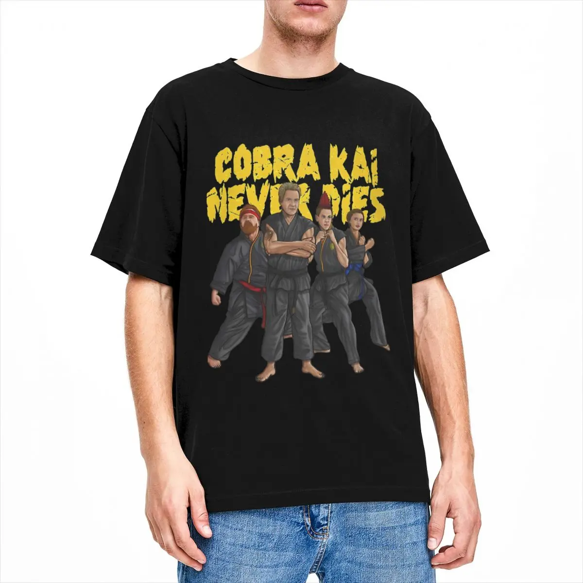 Cobra Kai Never Dies Merch T-Shirts for Men Women Awesome Cotton Graphic Print Tee