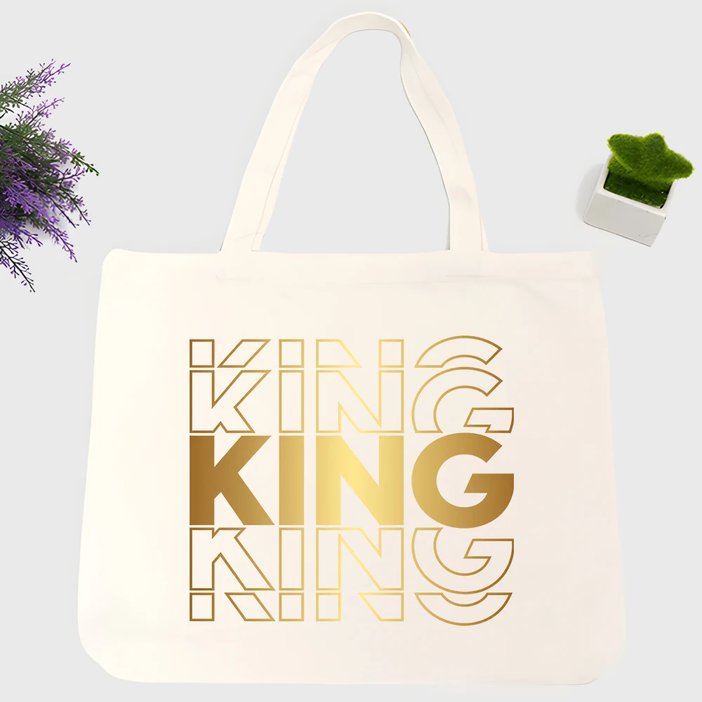 Men's letter print canvas tote bag with typography design, ideal for casual daily use and urban outings