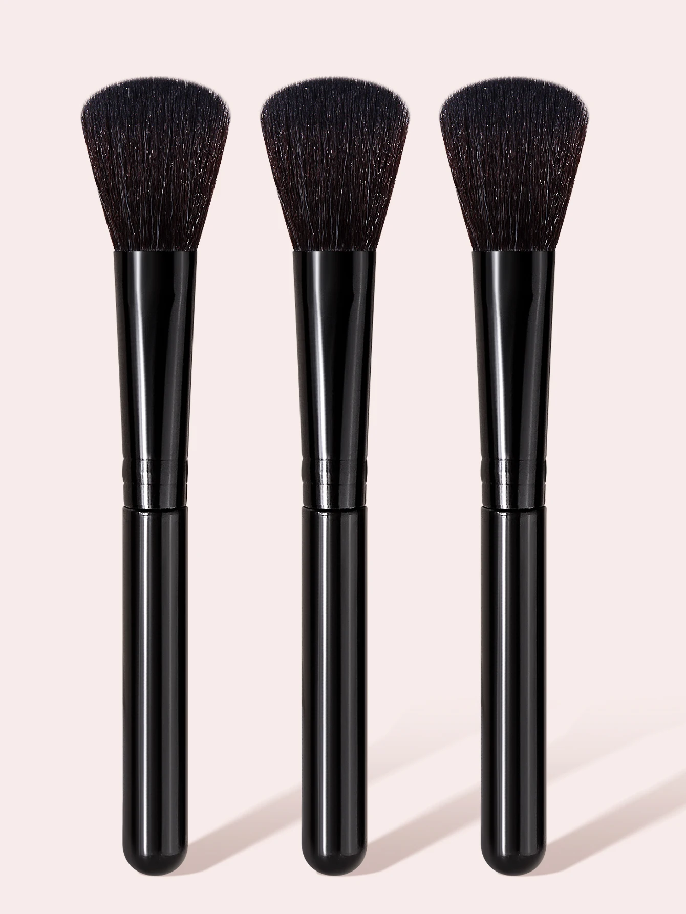 3 Pieces Basic Makeup Brush Kit, Includes Powder Brush, Blush Brush and Loose Powder Brush, Portable Travel Cosmetic Tools, Idea