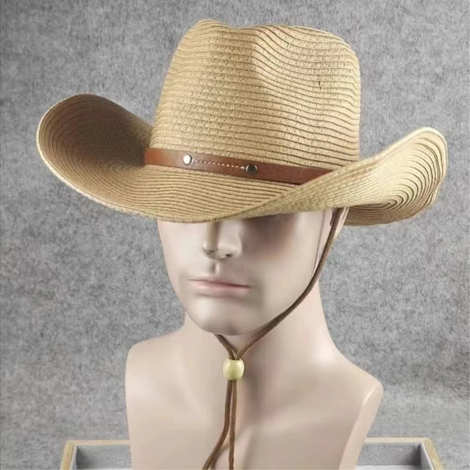 62cm large waisted cowboy hat, summer sun hat, foldable summer beach travel straw hat, large waisted men's hat