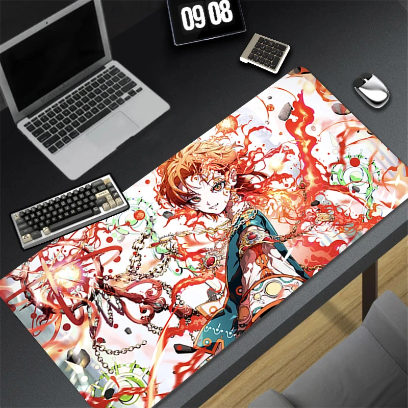 لوحة ماوس ممتدة للألعاب أنيمي الفتيات مع حواف مخيطة حصيرة مكتبية قاعدة غير قابلة للانزلاق لوحة مفاتيح الكمبيوتر لأجهزة الكمبيوتر المحمول #4