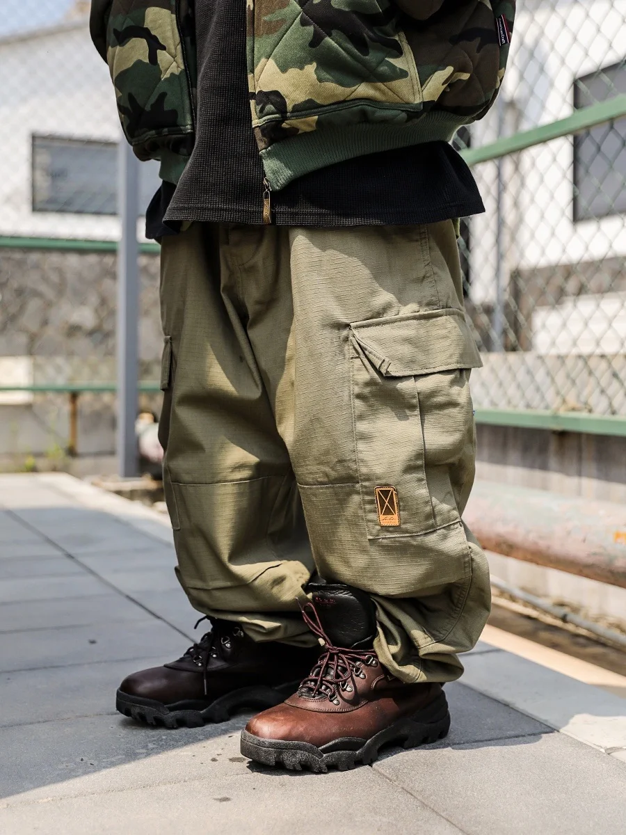 

ACUSA HipHop Basic Long Pants Adjustable Waist Outdoor Workwear American Style Loose Fit Men's Casual Trousers Color