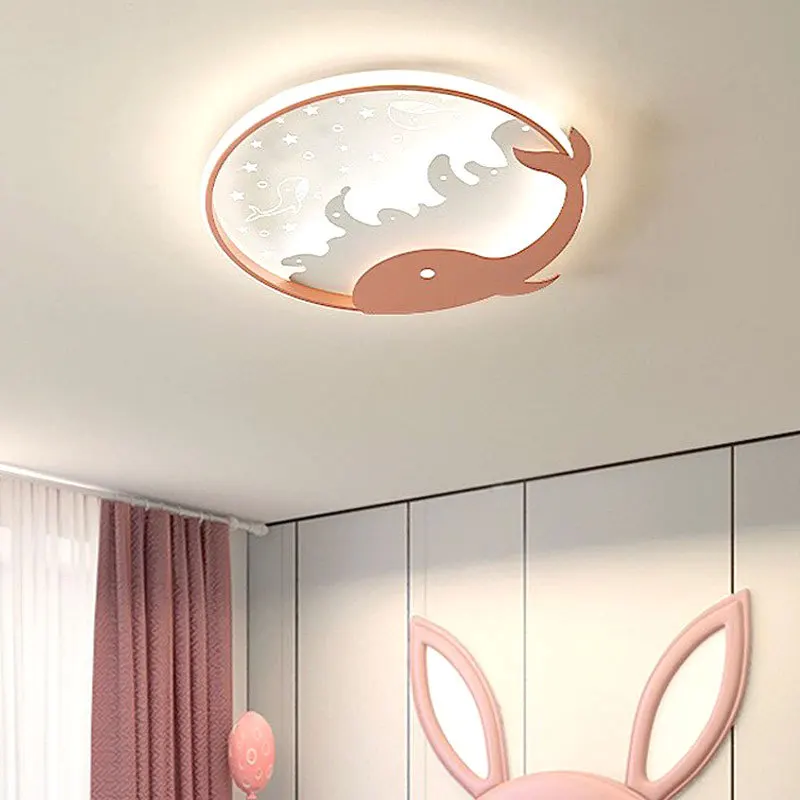 Nordic Internet Red Round Ceiling Lamp Personalized Whale Eye Protection Children's Lamps Minimalist Dimmin ceiling light