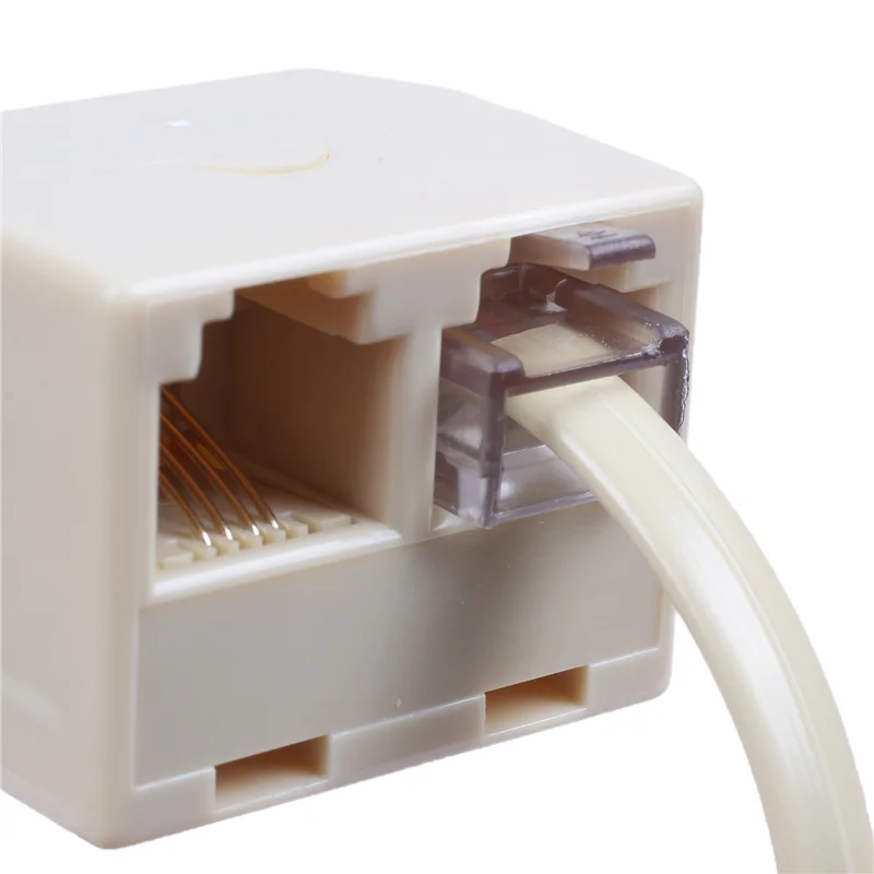 ELECT-3X RJ 11 6P 4 C موصل 2 X جاك ميناء M / F الفاصل كابل محول الهاتف البيج
