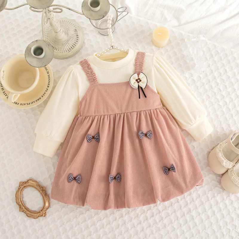 

Girls' Dress Children's Clothing Autumn Girl Fake Two-Piece One-Year-Old Dress