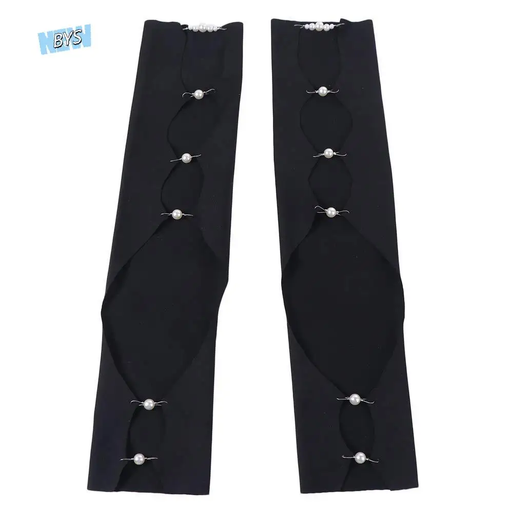 

Fashion Cool Black Punk Arm Sleeves Thin Y2K Pearl Half Finger Arm Cover Springy Leg Socks Hollowed Calf Sleeve Girls