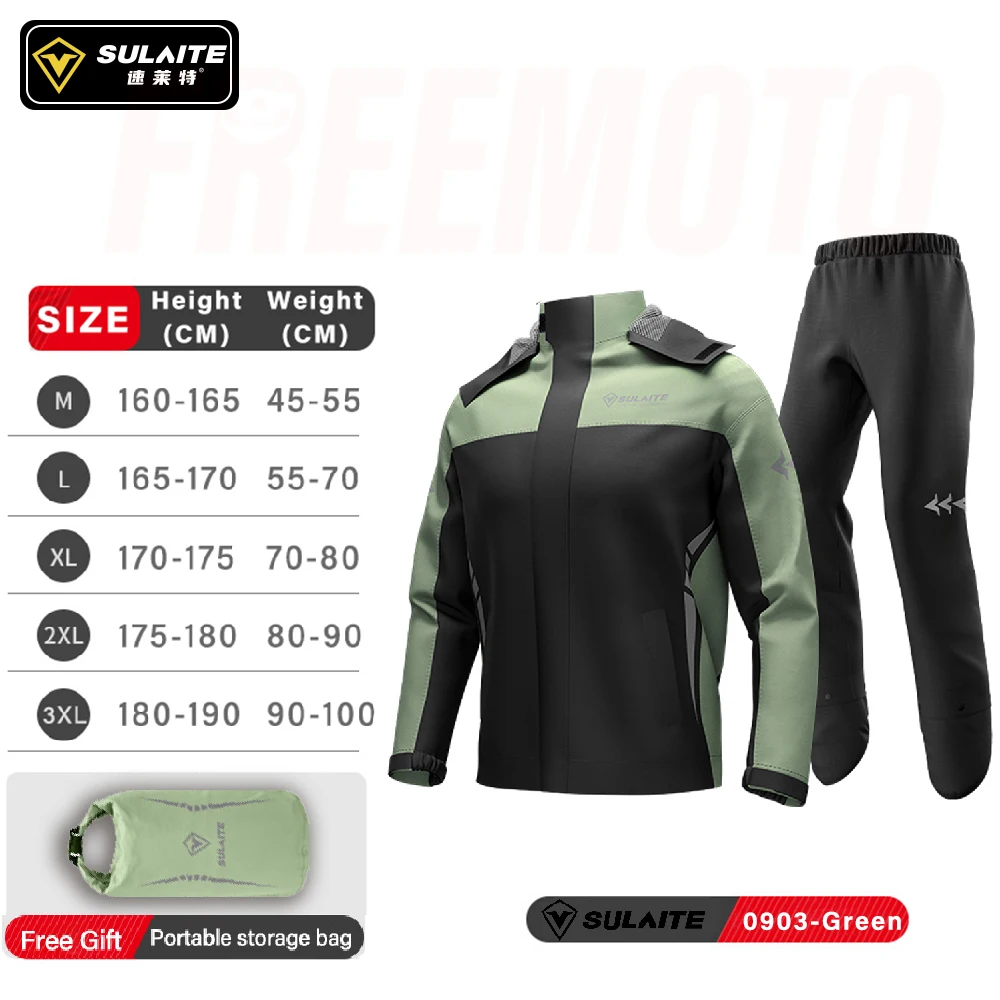 SULAITE regenpak Motorregenpak voor heren en dames Jassen en broeken Reflecterend waterdicht ademend regenpak