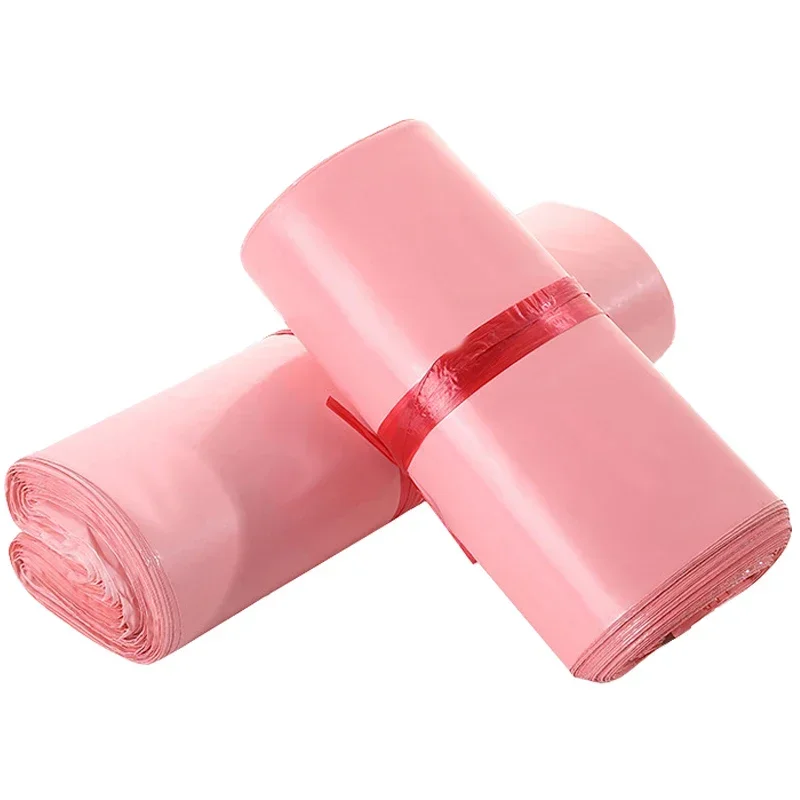 100Pcs Pink Translucent Courier Packing Bags Thicken Storage Bag Waterproof Bages PE Material Envelope Mailer Postal Mailing