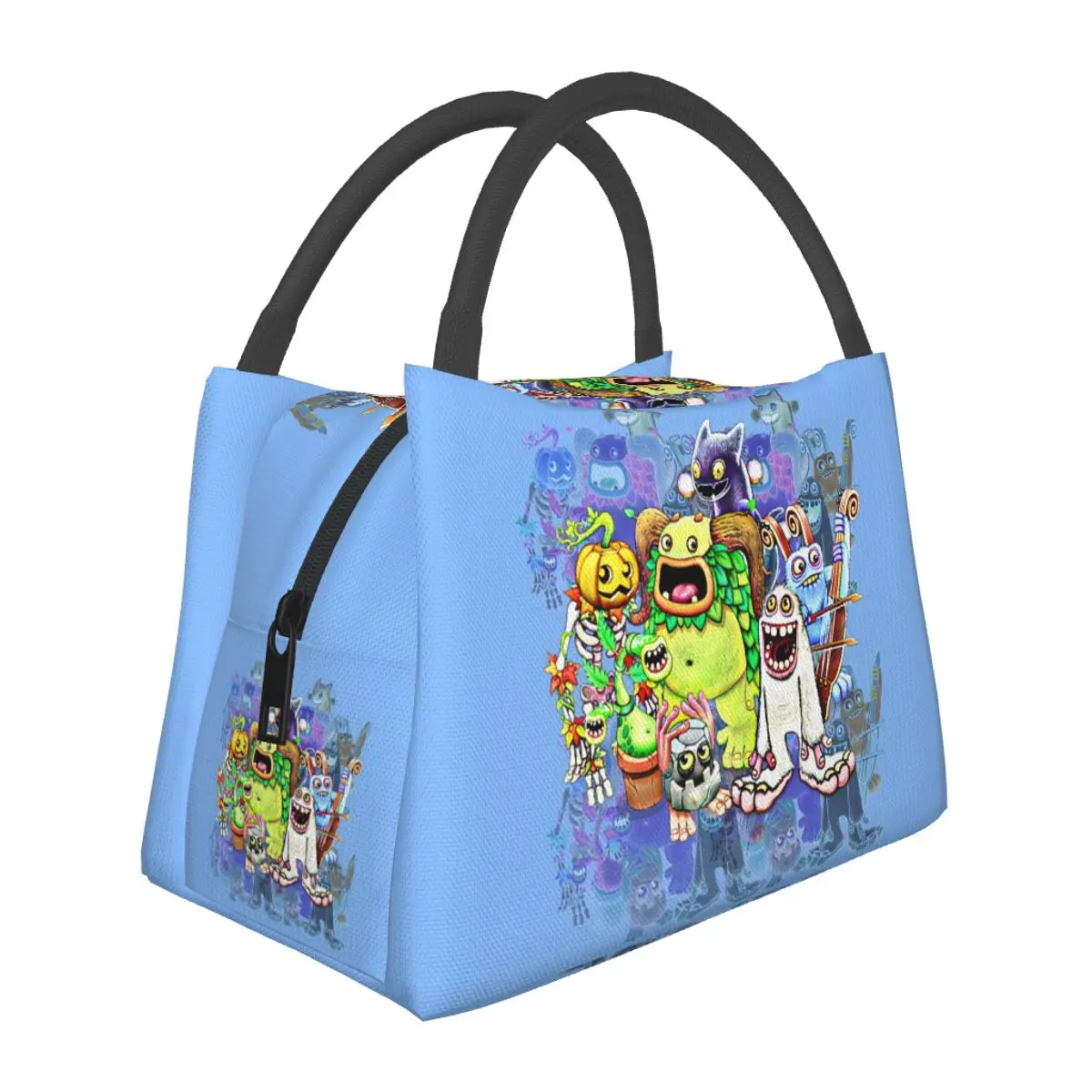 My Singing Monsters Characters Lightweight Handheld Insulated Lunch Bag Aluminum Foil Liner for Adults Students Travel Picnic