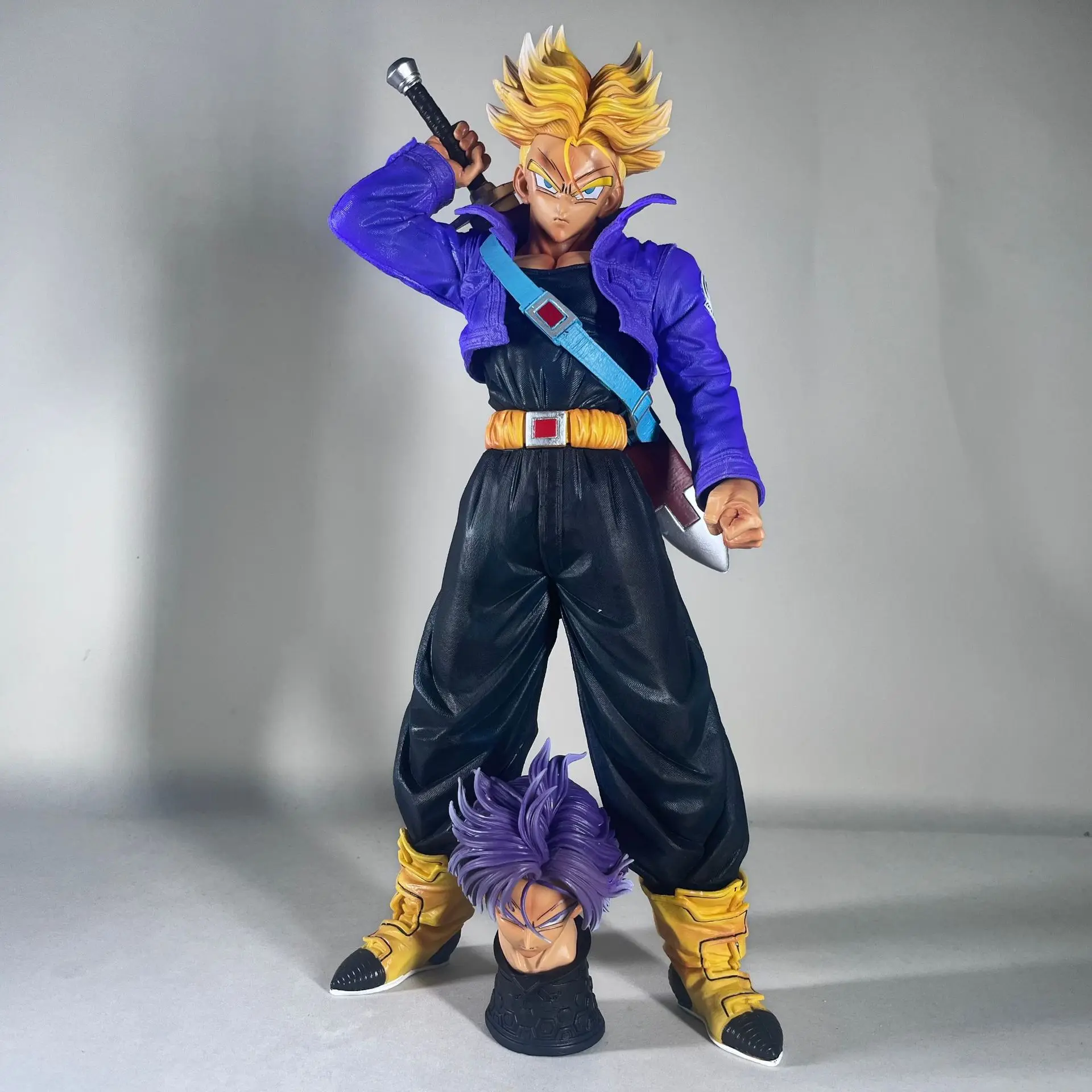 45cm Dragon Ball Anime MRC Trunks Future Warrior Super Saiyan Double-headed Statue PVC Model Ornament Decoration Christmas Gifts