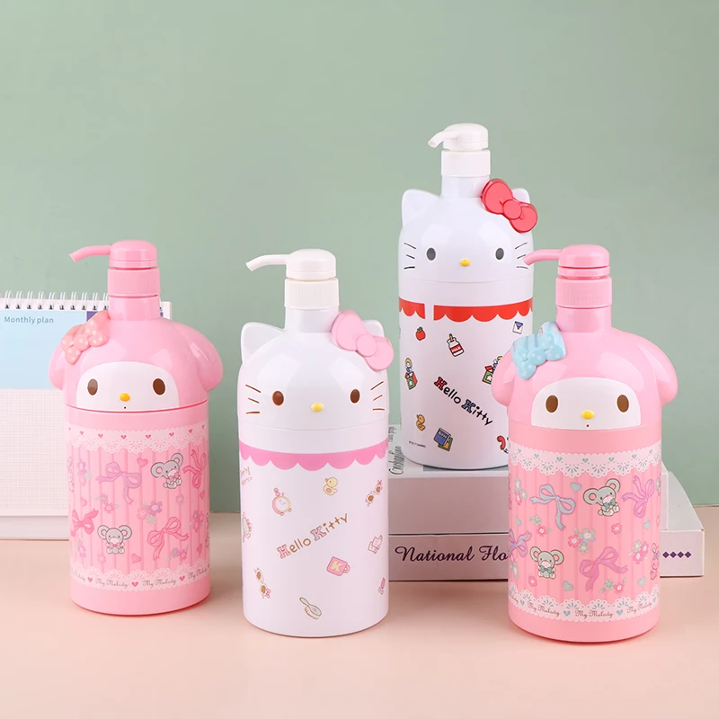 Sanrio Shampoo Garrafa para Banheiro, Desenhos Animados Kawaii, Hello Kitty, Adorável Kawaii, Press Bottle, Anime My Melody, Grande Capacidade, Presente