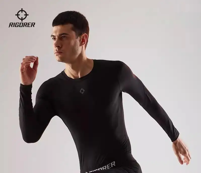 RIGORER Tight Long Sleeve Compression Clothes Men\'s 2024 New Training Basketball Running Muscle Sports Clothes Yoga Fitness