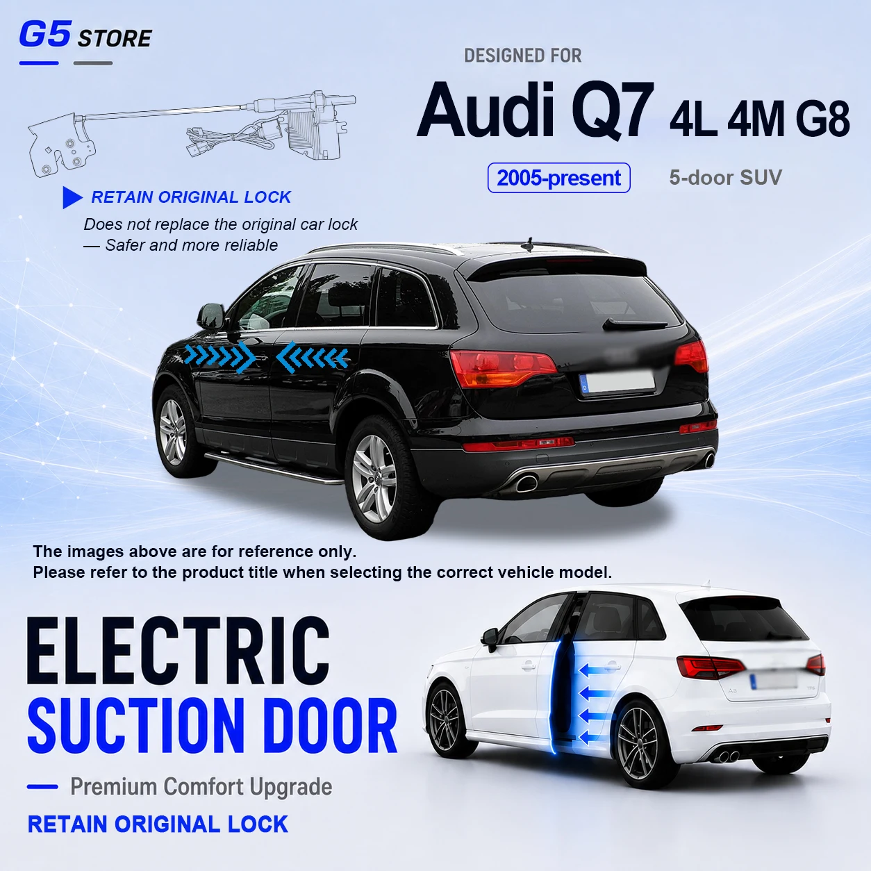 For Audi Q7 4L 4M G8 2005‑Present Full‑Range Compatible Auto Soft Close Suction Door Kit Original‑Lock Reserved