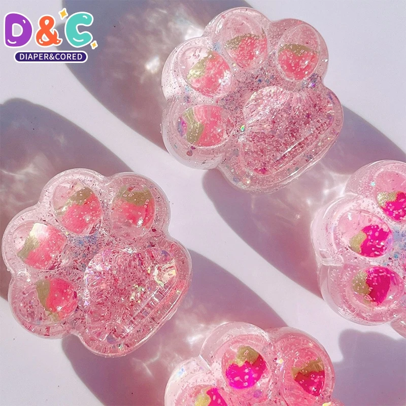 

Kids Anti-stress Soft TPR Slow Rebound Sequins Maltose Pinch Toy Stress Relief Elastic Strawberry Cat Claw Decompression Toys