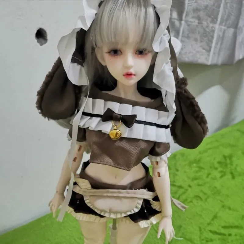 20 センチメートルウサギ耳メイド衣装 20 センチメートルアイドル綿人形エプロンドレスロリータ衣装綿人形の服 DIY 人形アクセサリー