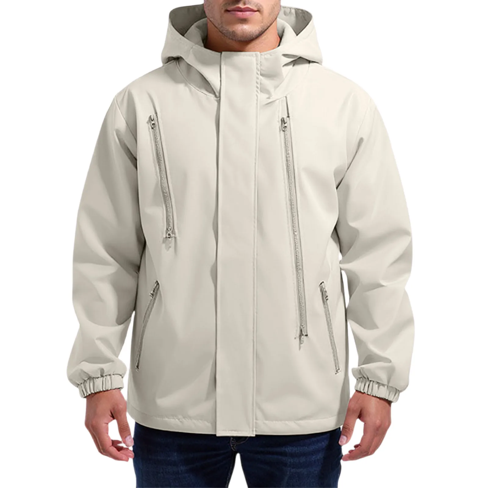 

Мужская повседневная куртка с капюшоном, ветровка, мужская водонепроницаемая куртка, однотонная ветровка, пальто, мужская верхняя одежда большого размера для улицы