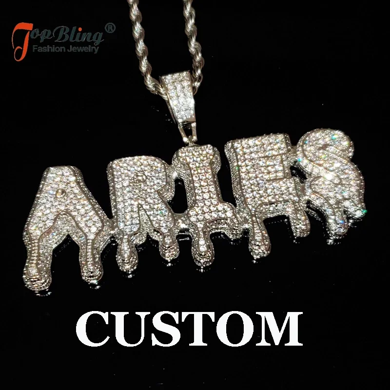 

TopBling Custom Name Words Dripping Letters Pendant Personalized Necklace For Men Women Hip Hop Jewelry Drop Shipping