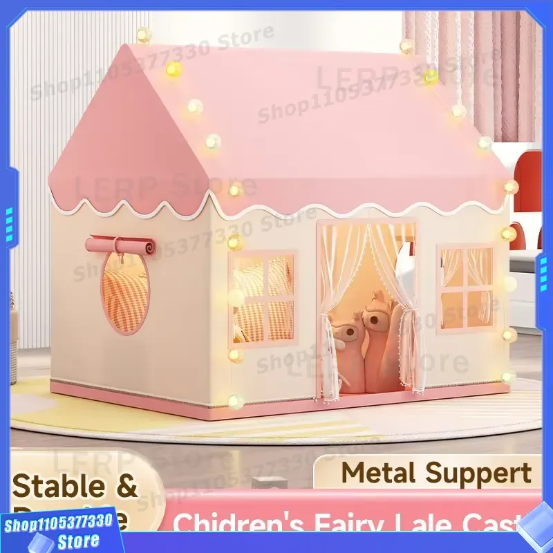 Large Indoor Princess Castle Tent for Kids with Window Baby Play House Toy Fence Children Gift Room Decoration Game Tunnel