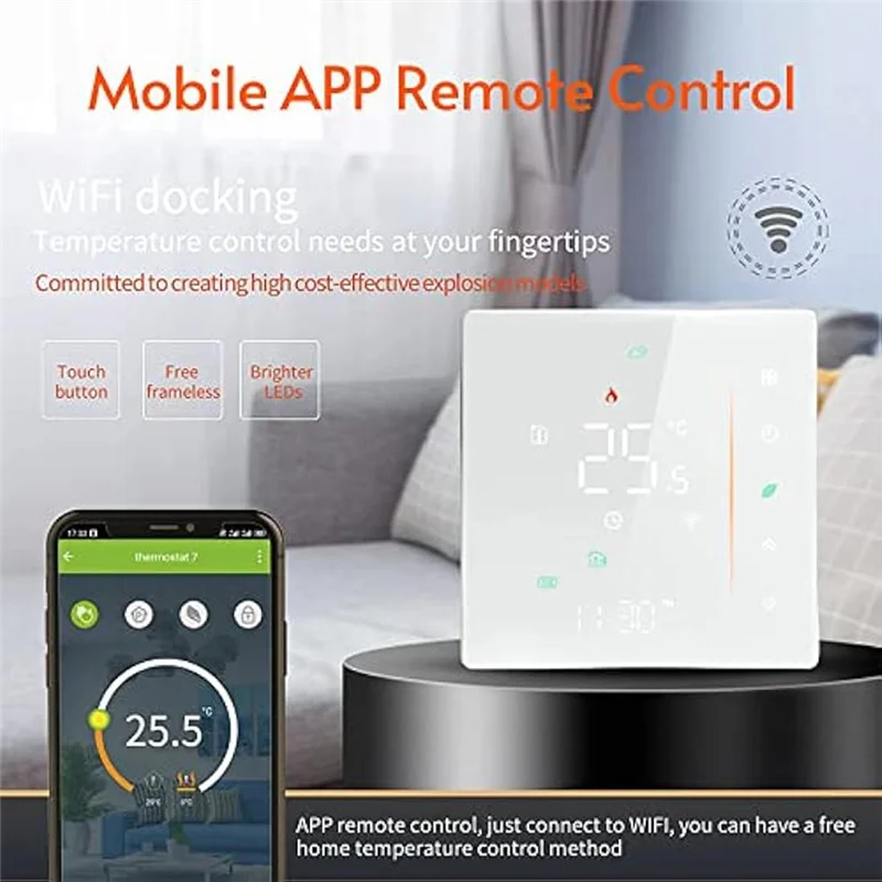 A19F-Wifi Smart Thermostat Temperature Controller Weekly Programmable Supports Touch Control-3A Black Durable Easy To Use