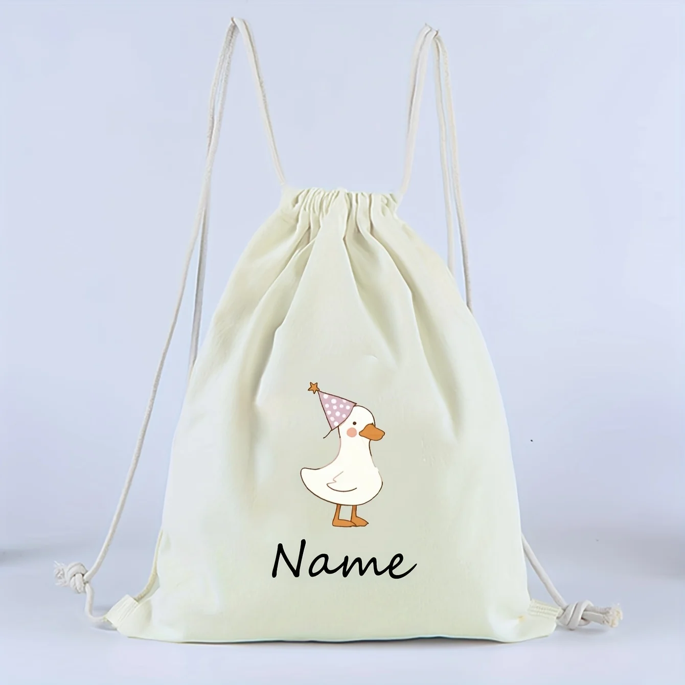 

Cartoon Duck Printed Drawstring Bag Fabric,Casual Cinch Sack Backpack, Lightweight Carrying Large Capacity for Travel Gift Women