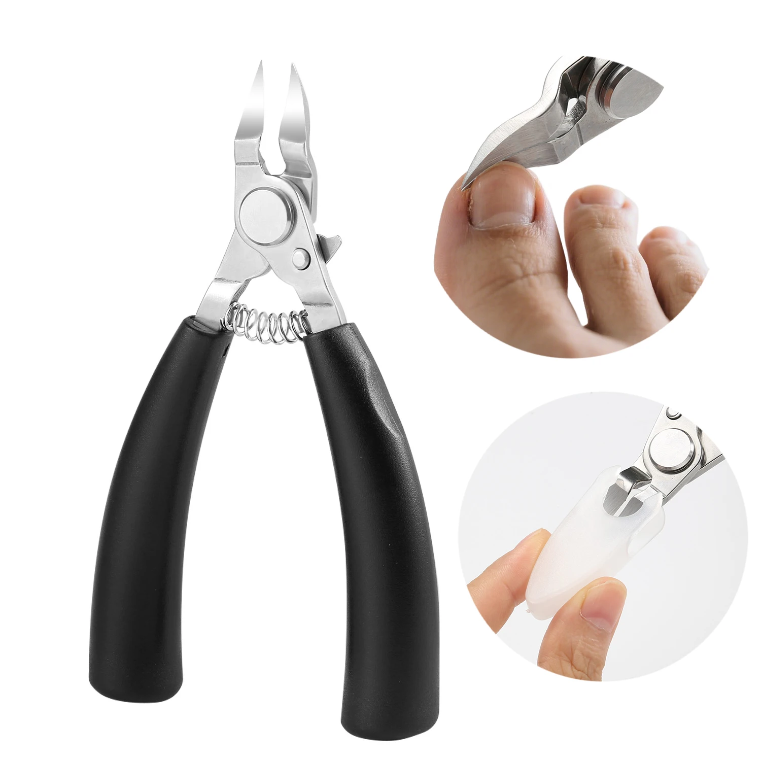 ステンレス鋼湾曲ホークビル爪切りペディキュアツール厚い陥入爪治療耐久性のある湾曲した刃デザインネイルトリマー