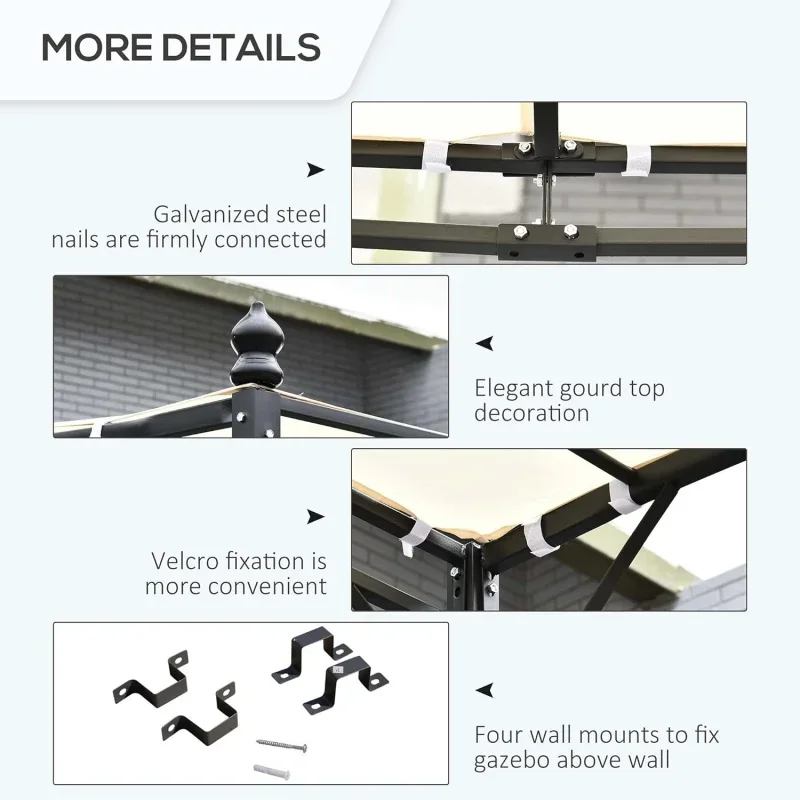 Imagem -04 - Outsunny-outdoor Steel Gazebo Pátio Canopy Tecido Resistente às Intempéries Furos de Drenagem para Backy Pátio 10x10
