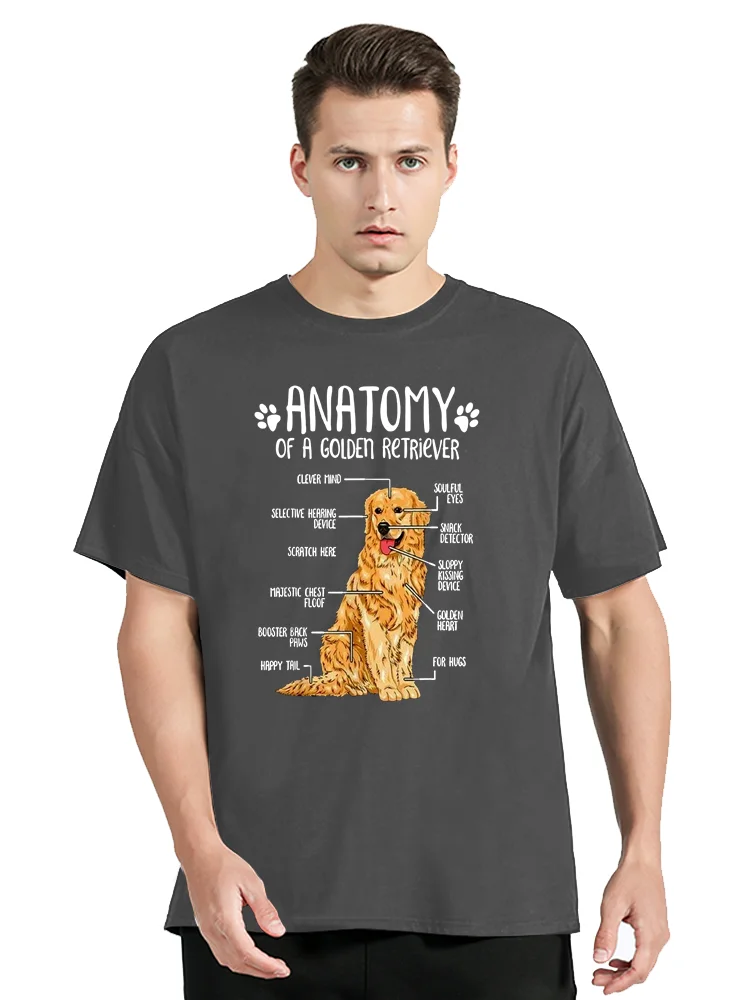 Funny Golden Retriever Anatomy Unique Dog Lovers T-Shirt Casual T Shirt Cotton Tops Tees Men's Clothing Oversized Unisex Tshirt