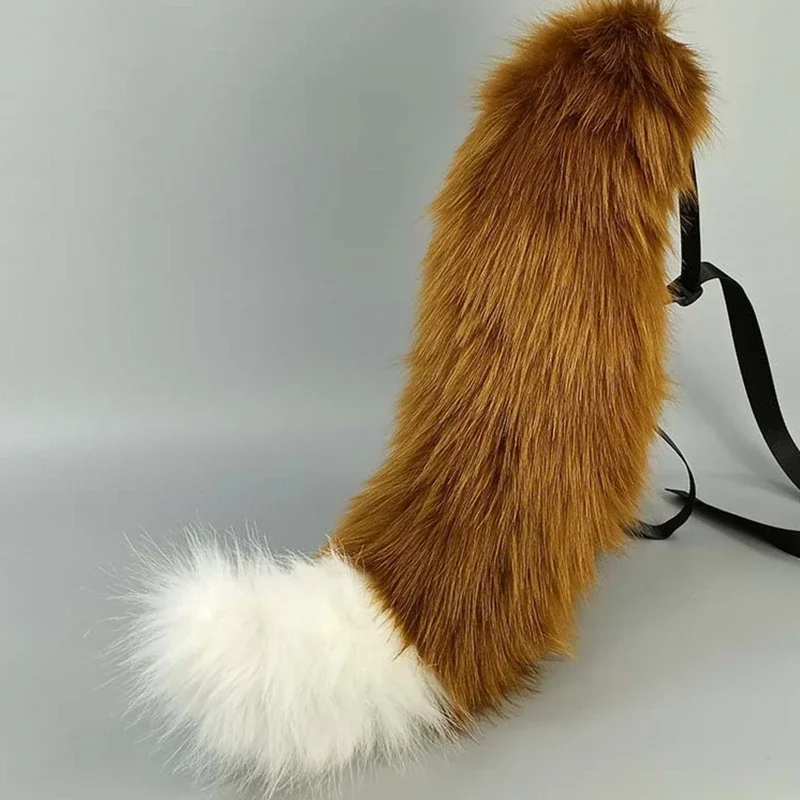 Cute Fur Furry Wolf Tail Adjustable Belt Headband Party Christmas Costume Props Funny Cosplay Xmas Anime Accessories