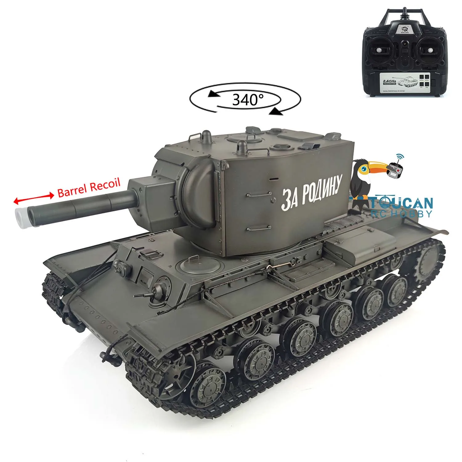 Henglong 1/16 7.0 Plastikowa wersja radzieckiego czołgu KV-2 RTR RC Gigant 3949 Barrel Recoil Zdalnie sterowany model czołgu wojennego Zabawki dla chłopców