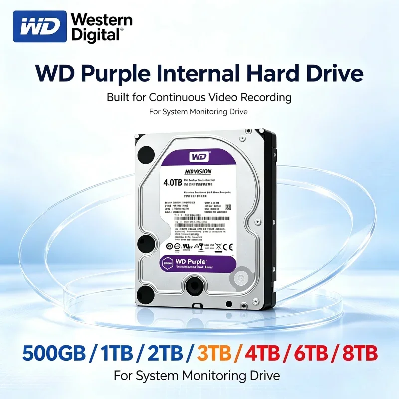 Western Digital WD Purple Internal Hard Disk 1TB 2TB 3TB 4TB 3.5" SATA 6.0Gb/s Surveillance HDD For Security Video Recorder CCTV