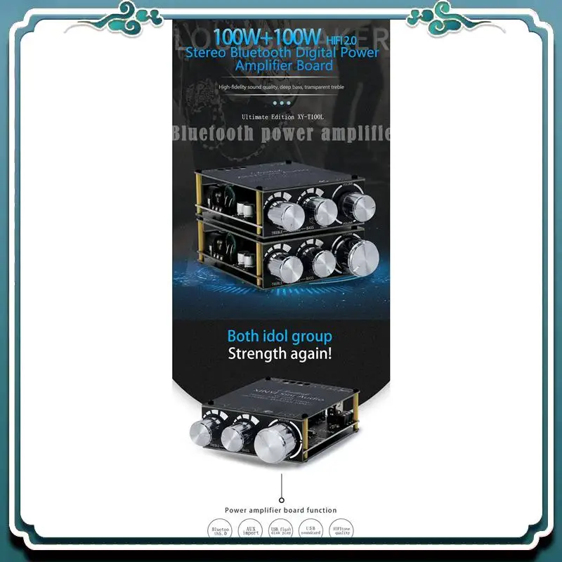 

ABSK-Bluetooth 5,0 100 Вт + 100 Вт плата усилителя мощности сабвуфера 2,1-канальный класс D домашний аудио стерео эквалайзер усилитель XY-T100L