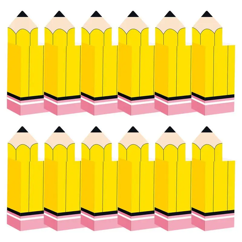 Pencil Shaped Popcorn Box Welcome Back To School Treat Boxes 12pcs Popcorn Holders Back To School Treat Boxes Party Favors Snack