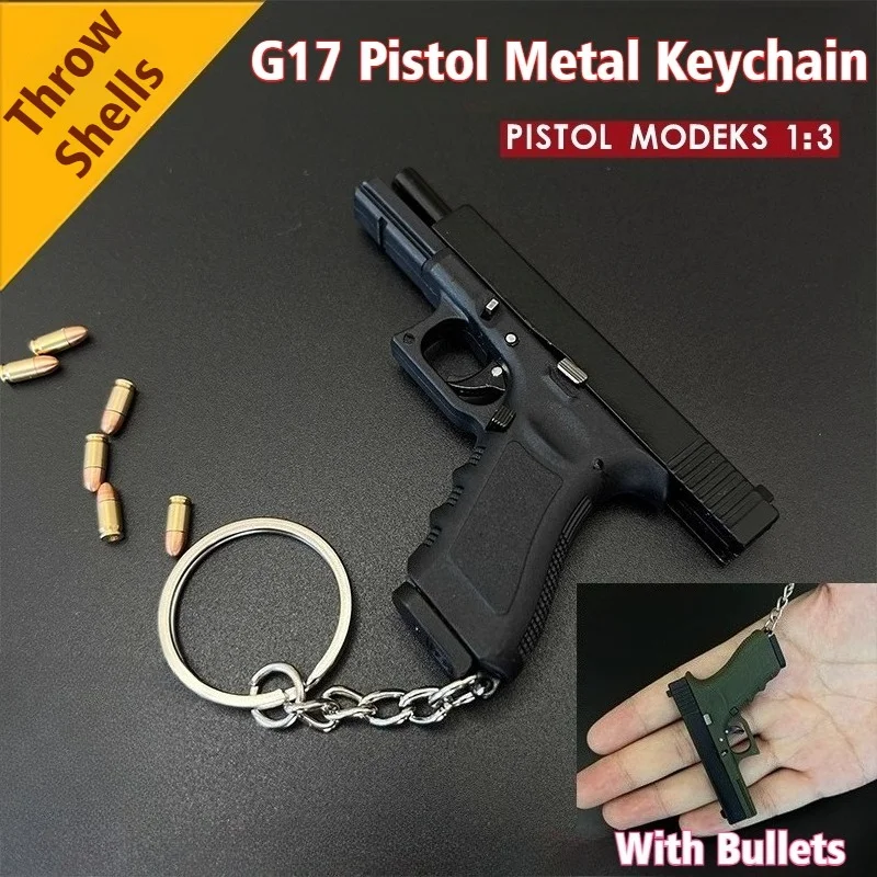 New Pistol Mold 1:3 Alloy Empire G17 Gun Metal Key Chain Pendant Disassembleable Throw The Shells
