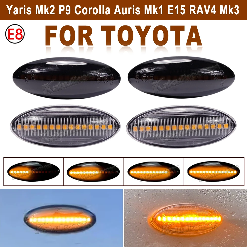 1 Pair LED Car Dynamic Side Marker Blinker Light For Toyota Yaris COROLLA Auris Mk1 E15 RAV4 Mk3 Etios Scroll Turn Signal Lamp
