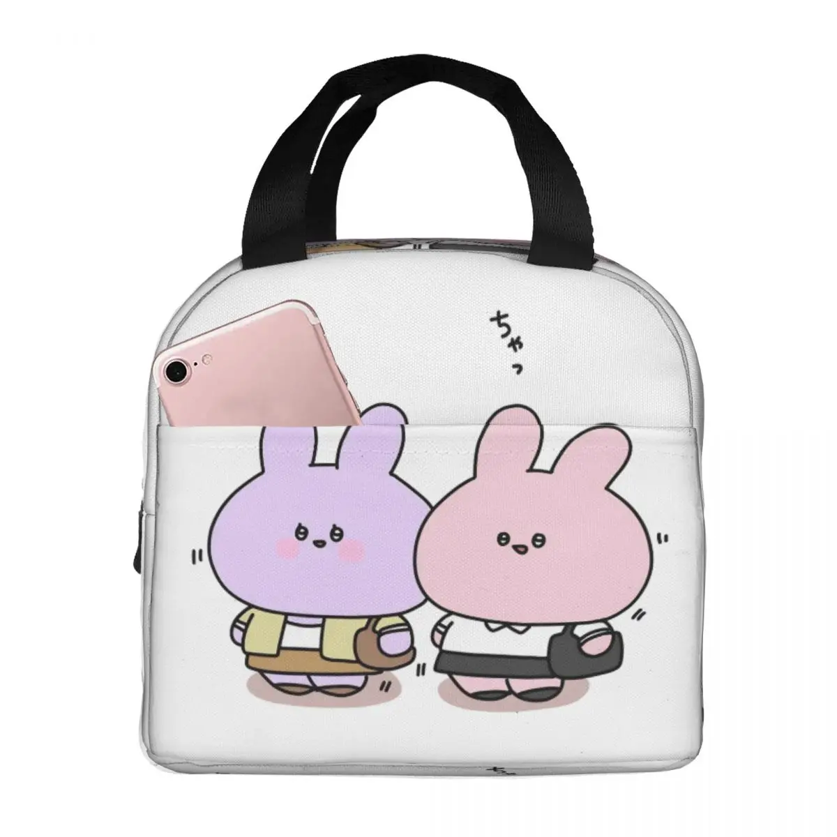 Asamimichaan Anime Cartoons Asamimi Insulated Lunch Bags for Outdoor Picnic Leakproof Thermal Cooler Bento Box