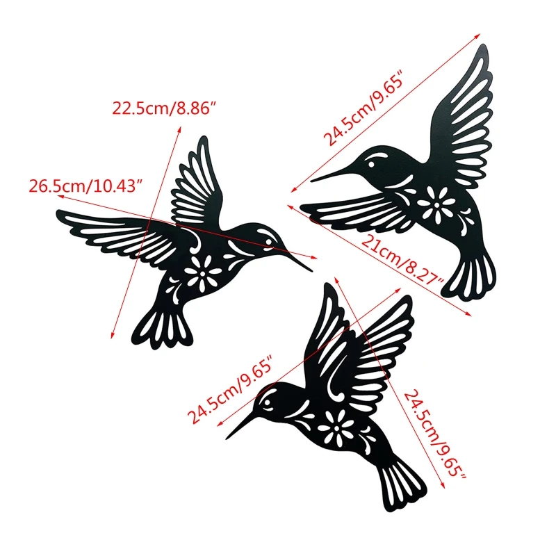 금속 벌새 벽 아트 장식, 할로우 아웃 다리미, 검은 새 조각, 행잉 펜던트 장식, 홈 데코