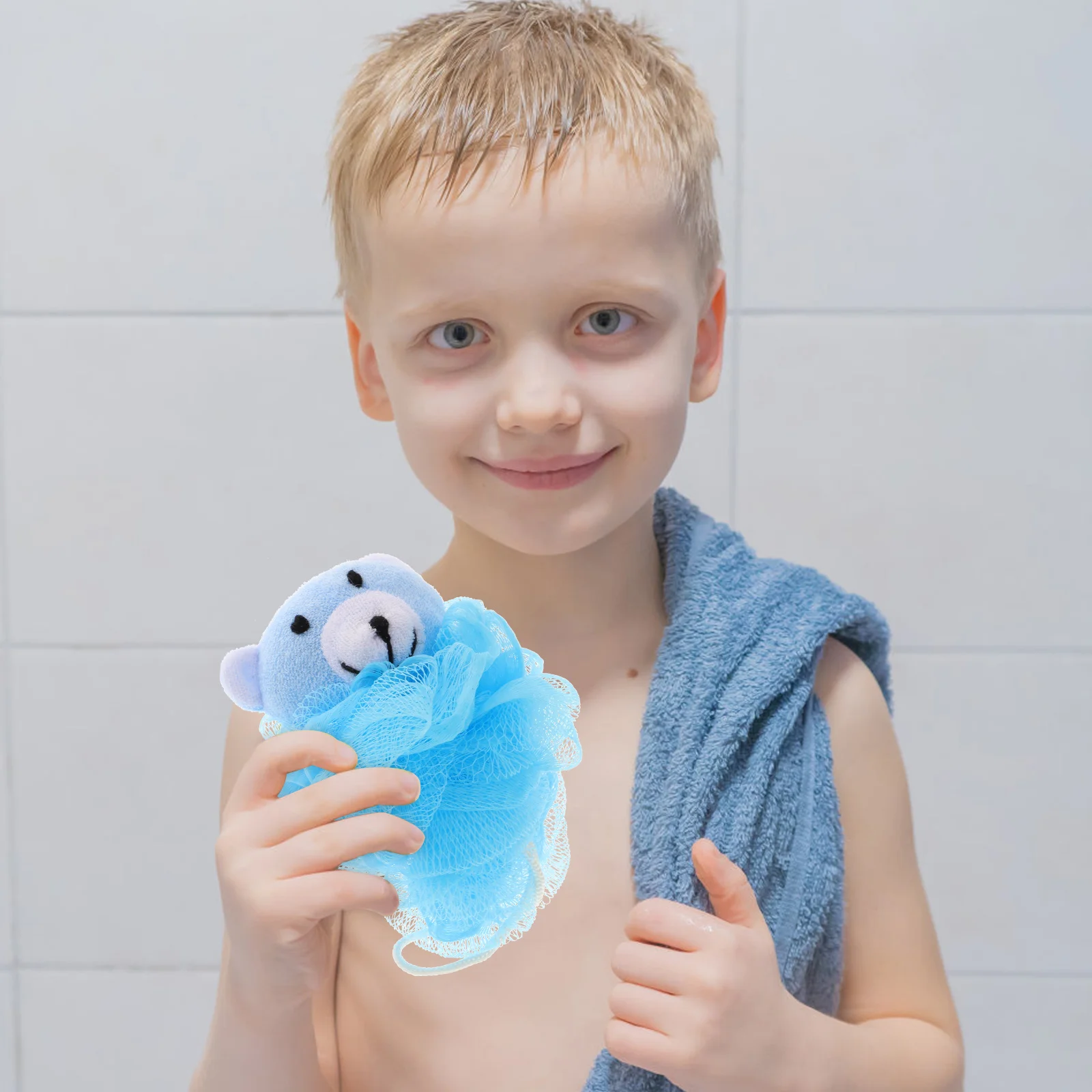 

4 pcs Cartoon Animal Bath Ball Mesh Shower Ball Durable Exfoliating Skin Friendly With Hanging Rope Frog Pink Rabbit Style