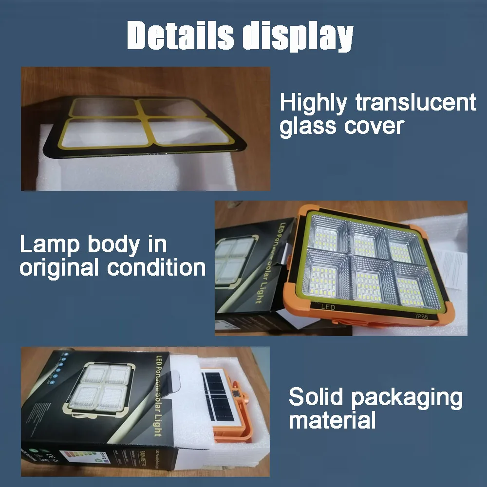 Rechargeable Solar Flood Light Outdoor Portable LED Reflector Spotlight Camping Lantern Solar Power Bank Emergency Lamp