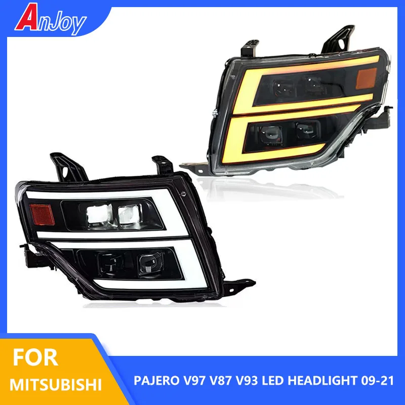 

For Mitsubishi Pajero 09-21 V97 V87 V93 headlight assembly LED DRL Dynamic turn signal double lens Assembly