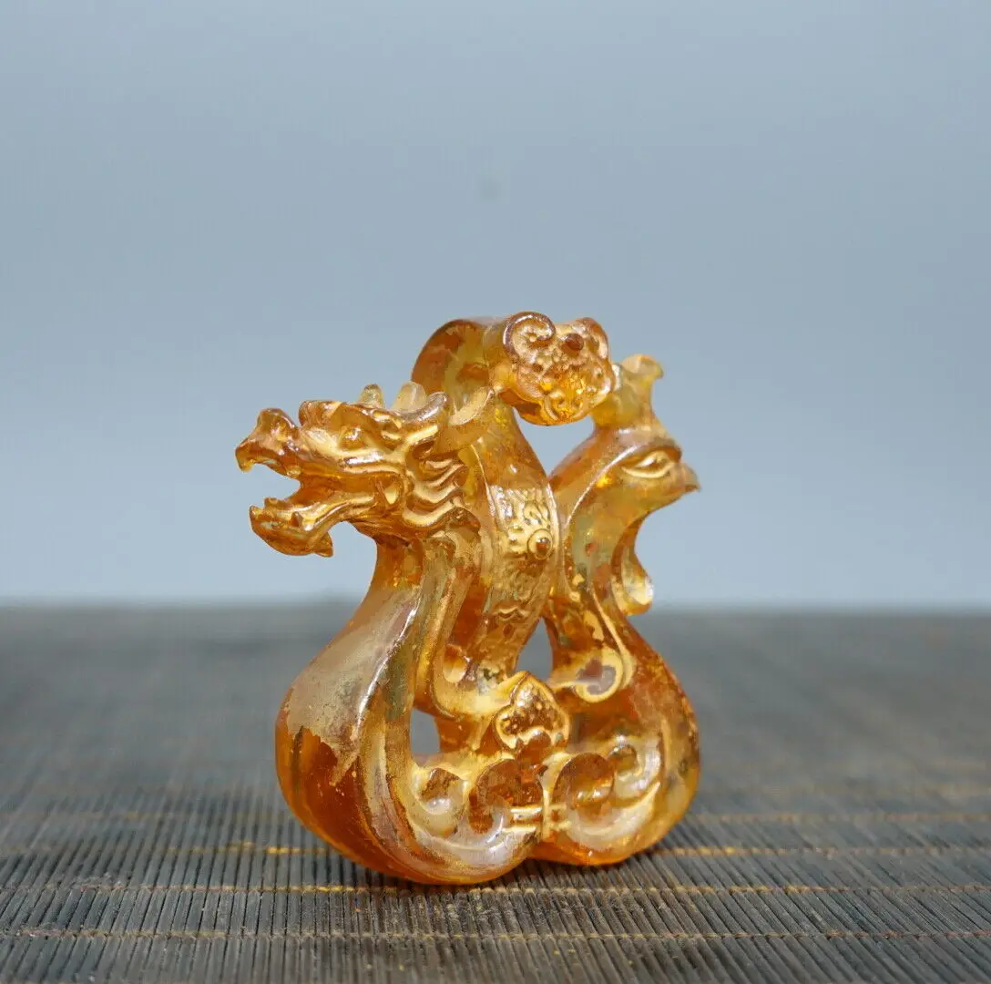 Collecting Glass Dragon and Phoenix Auspicious Pendants exquisite handicraft