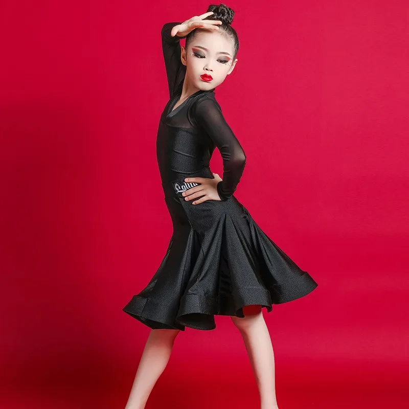 Autumn Children's Latin Dance Skirt Children's Competition Dress Girls' Standard Dress Exam Grade Performance Costumes