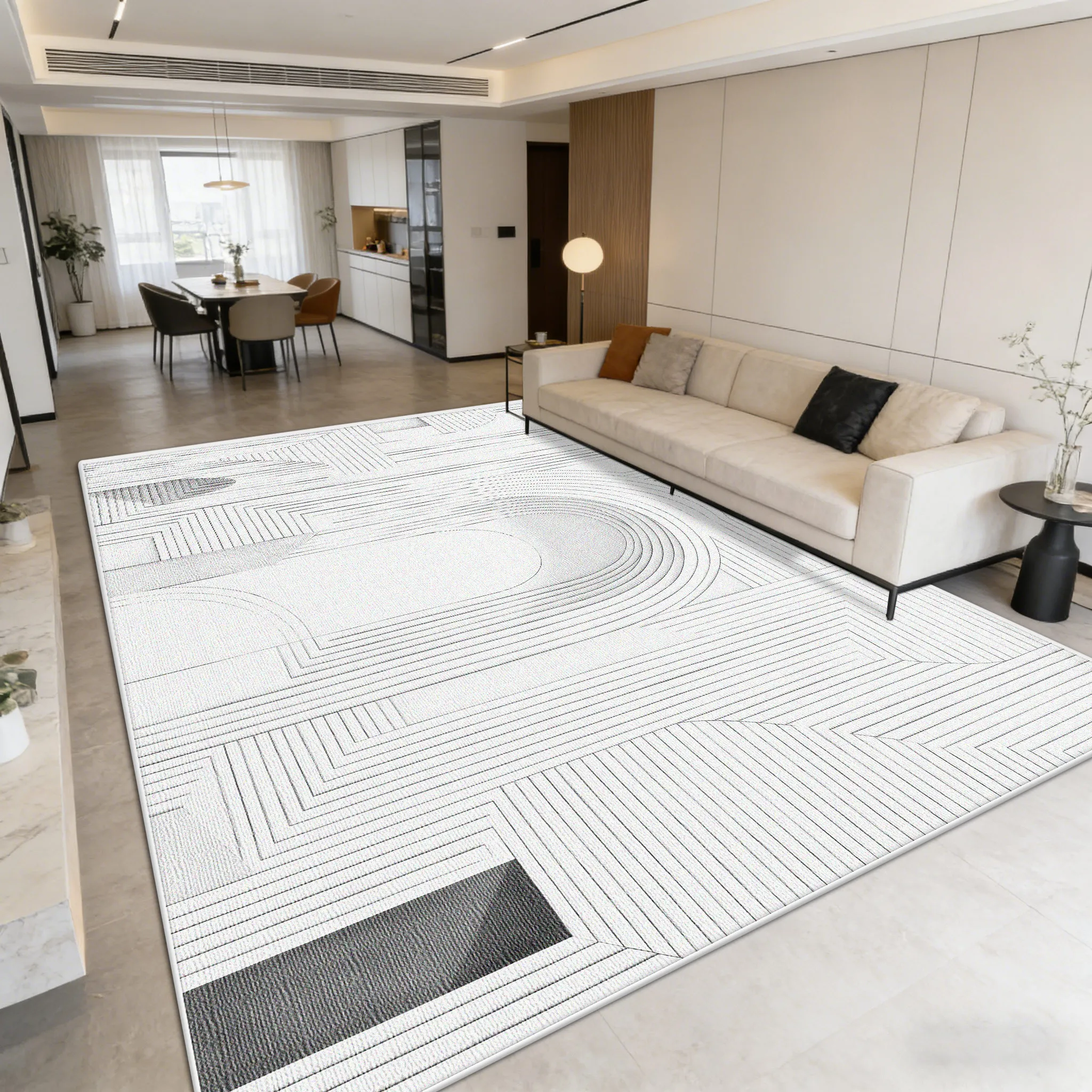 Modern Minimalism Geometric Carpet Home Large Area Non-slip Washable Rugs Easy Clean Cloakroom Bedroom Customizable Floor Mat