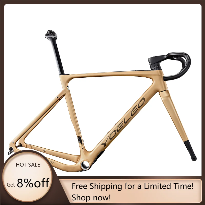 

STLF All-Round 700c Carbon Fiber Bicycle Frame Set with Integrated Disc Brake Handlebars for Road Cycling Gravel Cars Use Track