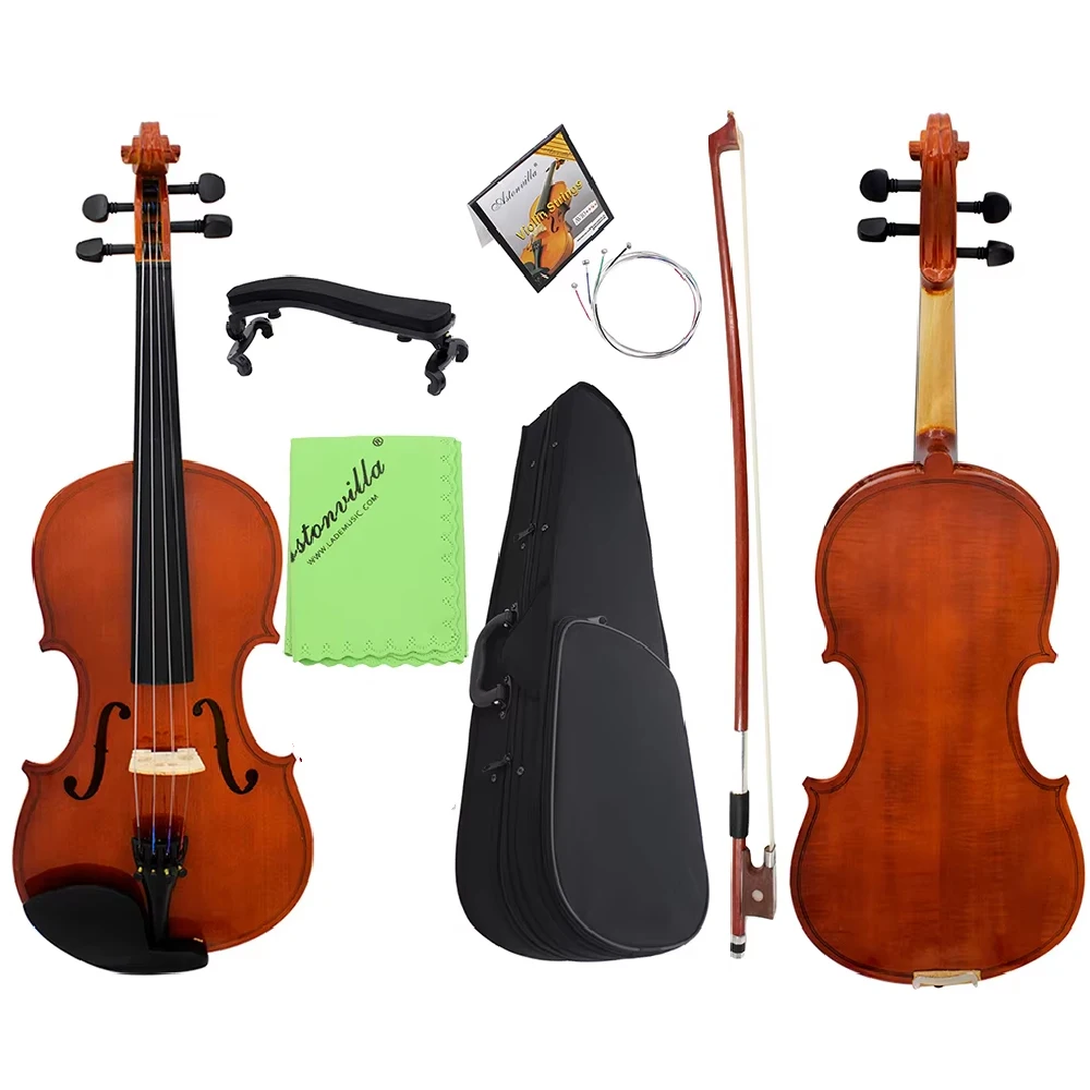 4/4 Violin Acoustic Solid Wood Natural Color Bright Violino Basswood Violin Kits With Case Bow Beginners Instrument Gift