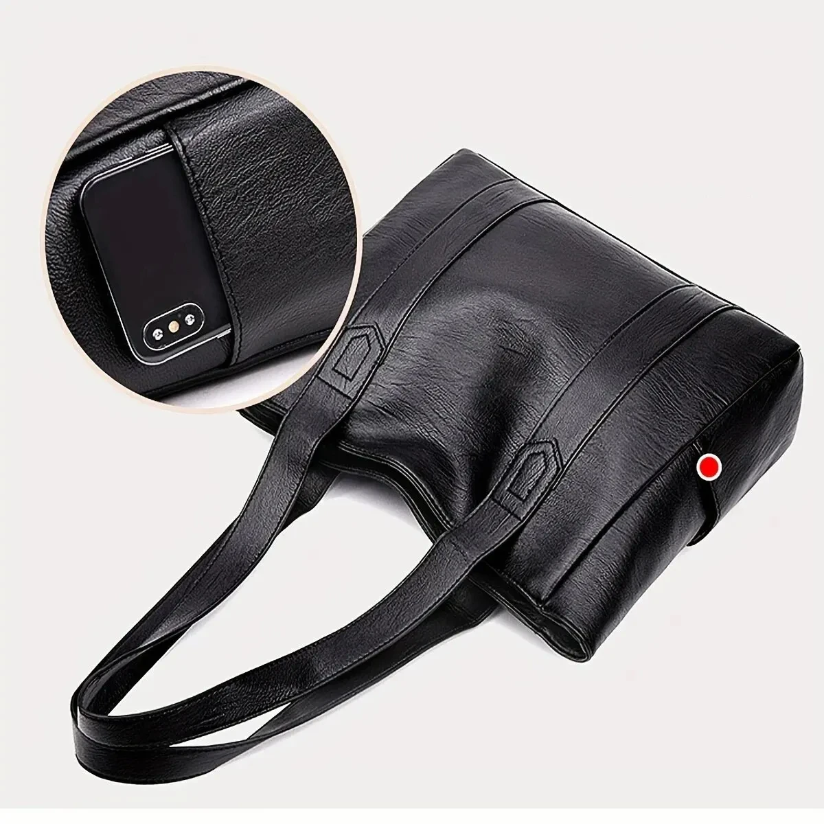 1pc Vintage Large Capacity Tote Bag Retro Vegan Shoulder Bag Women's Casual Handbag For Commute image 4