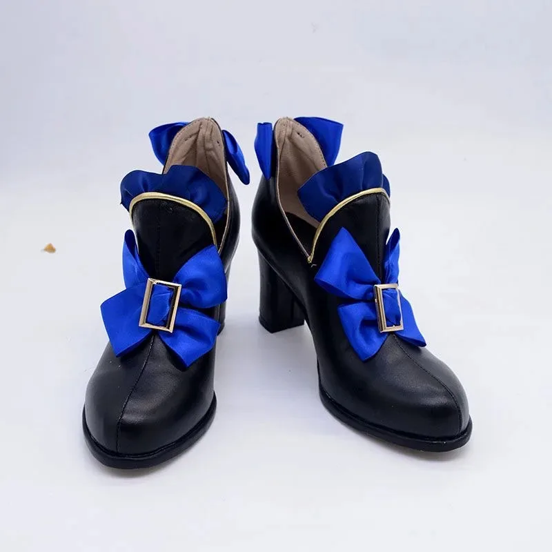 qq28LQBlack Furina Focalors تأثيري أحذية دور اللعب لعبة أحذية كعب 5 سنتيمتر حجم مخصص