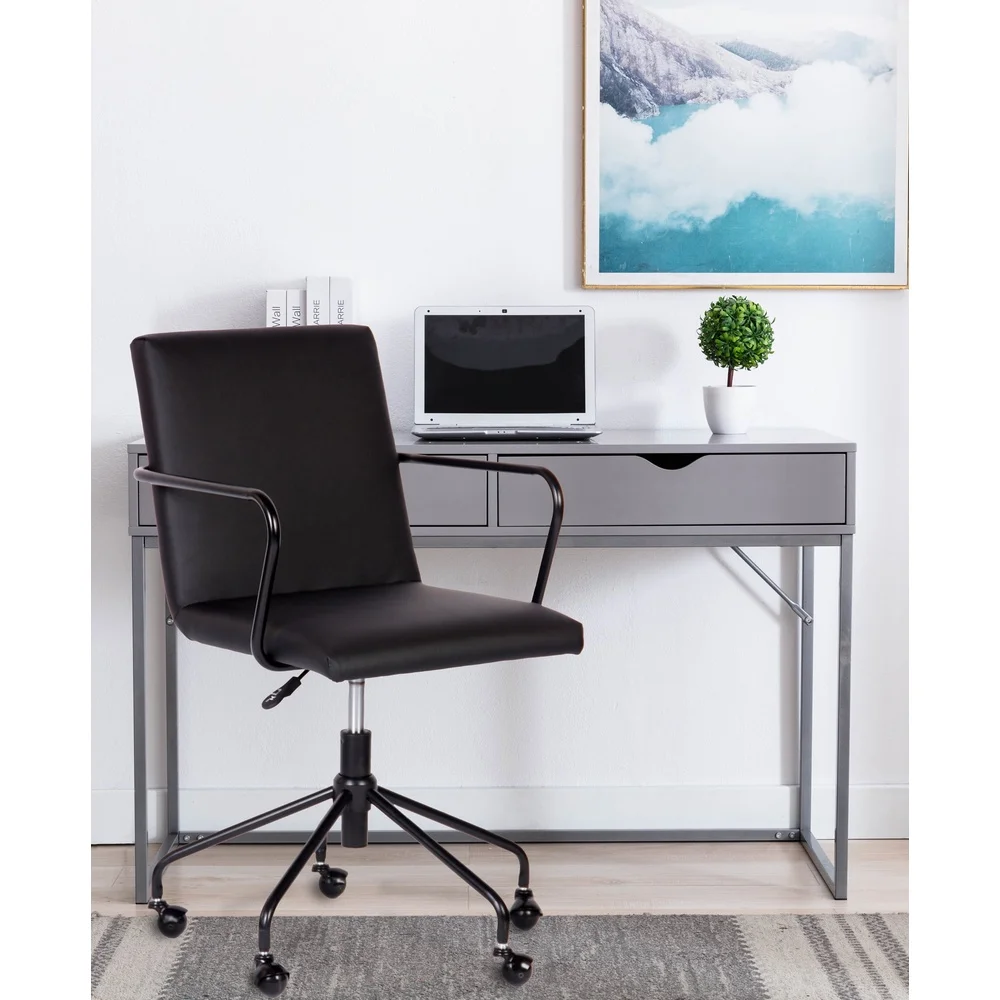 Compact Contemporary Writing Desk with Storage Drawers Home Office Desk Sturdy Construction Easy Maintenance Design