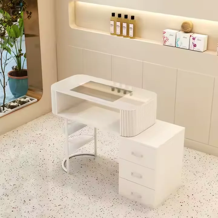 Modern Hot Selling Beauty White Manicure Table Salon Furniture Manicure Nail Table Series for Sale
