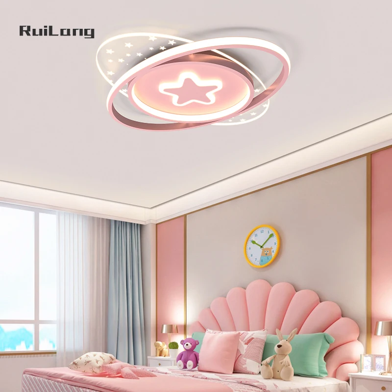 Cartoon Led Star Ceiling Lamp For Children's Girls Room Bedroom Study Kids Baby Boys Room Chandelier Planet Stars Ceiling Lights